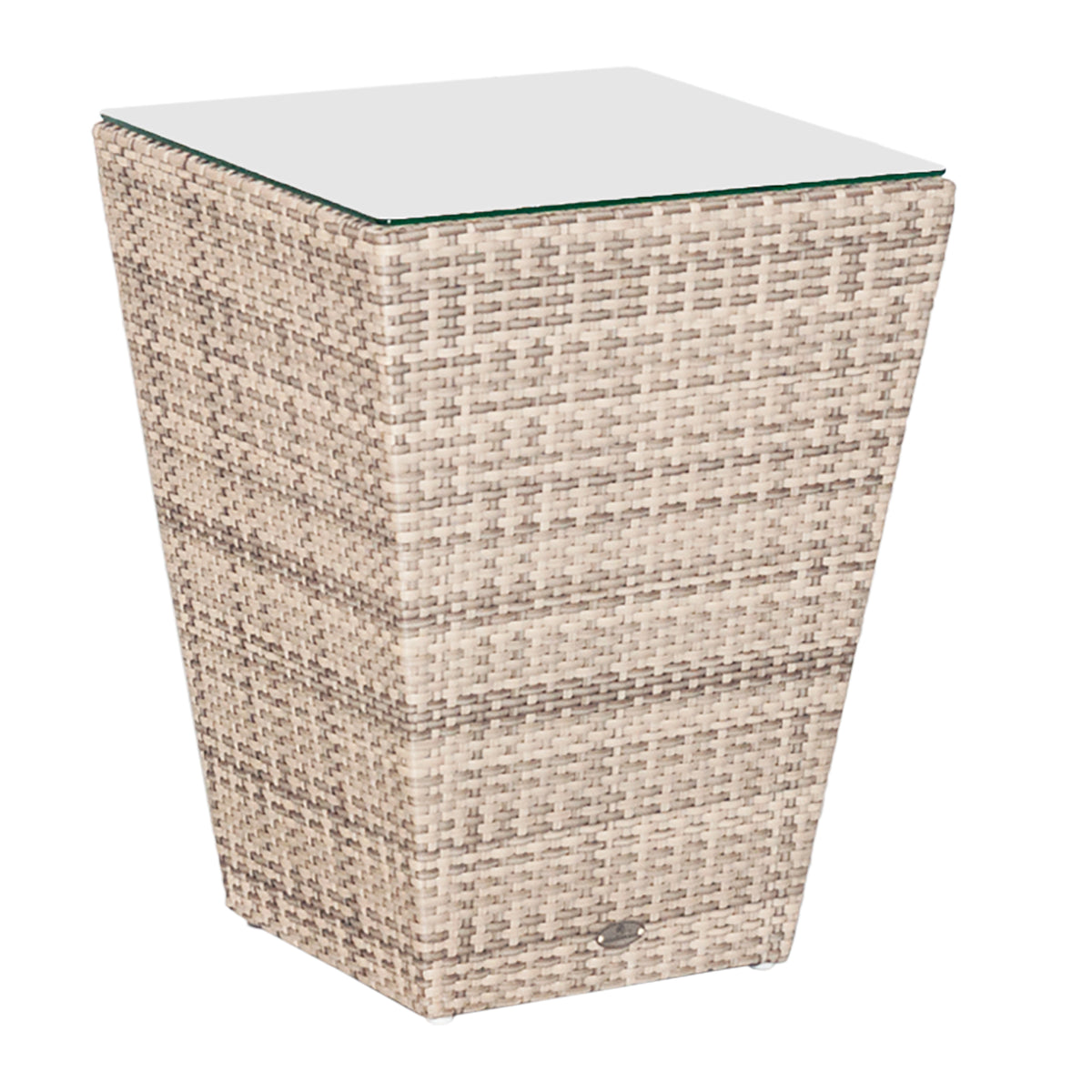 Alexander Rose Ocean Pearl Maldives Woven Side Table with Glass Top