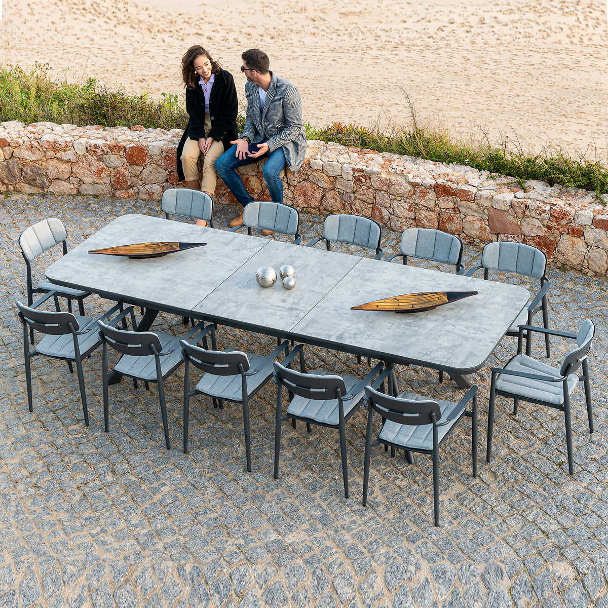 Alexander Rose Rimini 12 Seater Outdoor Aluminium Extending Table Dining Set